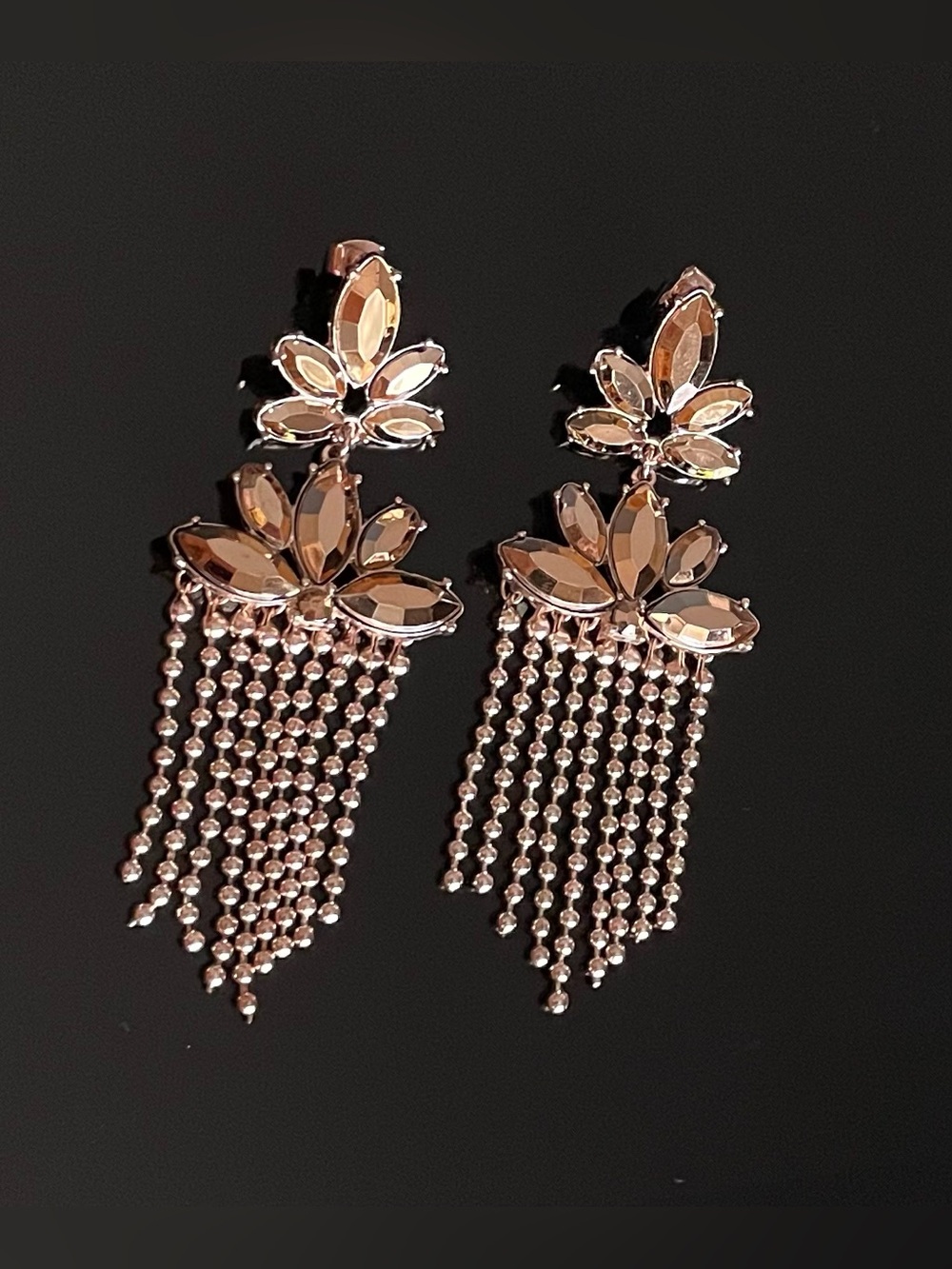 🔥3/$30🔥Rose Gold Floral Drop Fringe Earrings -